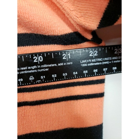 Liz Baker Orange & Black Striped L-Sleeve Button Front Cardigan Sweater SZ XL - Picture 5 of 6